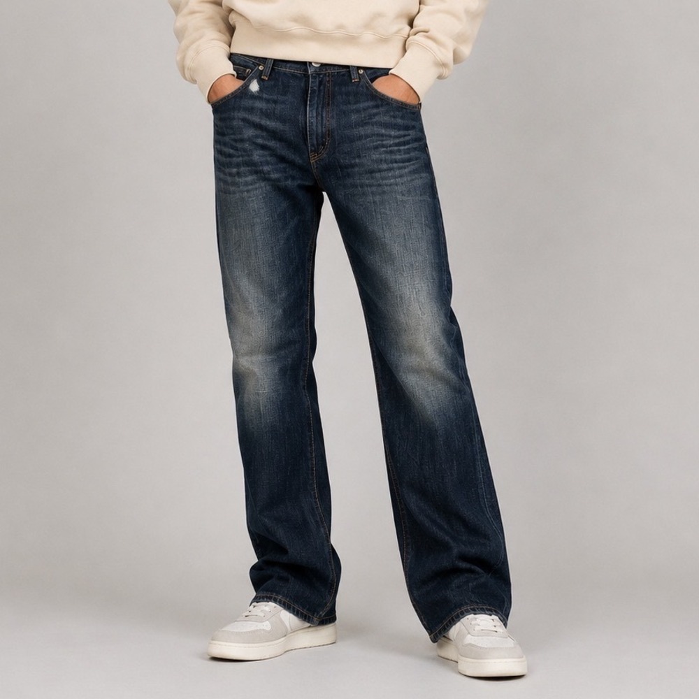 Faconnable Nissa F20 Mens Dark‎ Wash Straight Leg Cotton Jeans Blue 38R